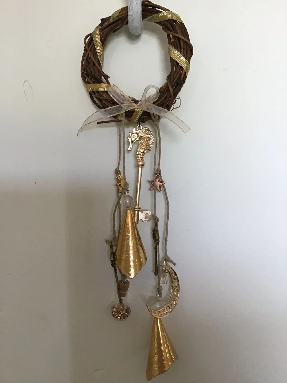 Gold and Brown Decorative Hanging Wind Chime Wall Accent